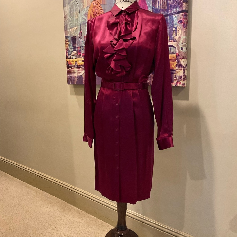 Thomas Pink Red Long Sleeve Sheath Dress